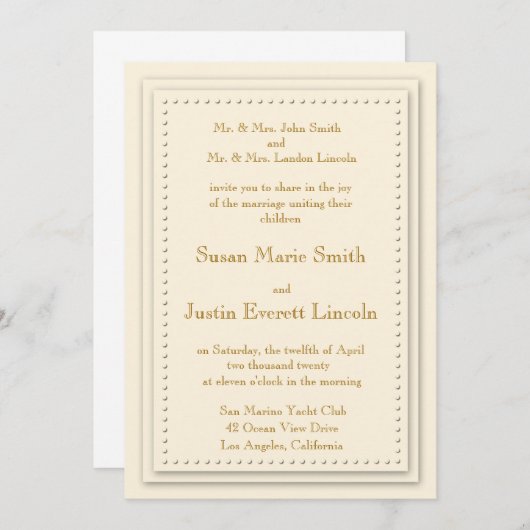 Simple Elegance Cream 5x7 Invitation (Devant / Derrière)