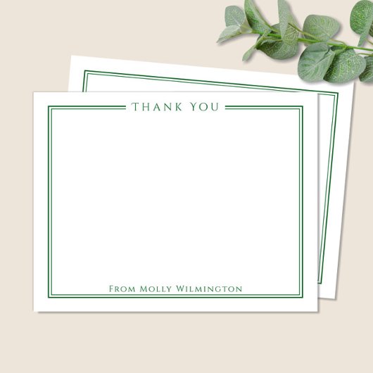 Simple Elegance Forest Green Merci Carte Note