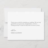 Simple Elegance Mariage Merci Note (Dos)