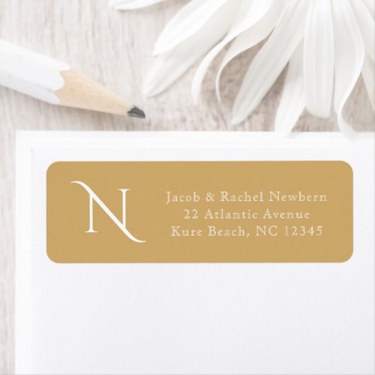 Simple Elegance Monogram Gold Return Address Etiket (Insitu)