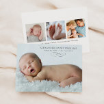 Simple élégance Photo superposition bébé garçon na<br><div class="desc">Annoncez votre nouveau bébé garçon ou fille à votre famille et à vos amis dans le style avec ce faire-part de naissance photo simple et élégant. Dispose d'une élégante superposition de texte sur la photo avant en vedette, et trois photos carrés au dos de la carte avec du texte qui...</div>