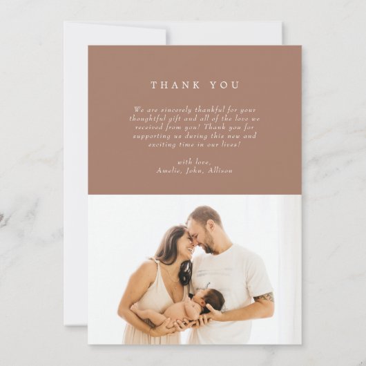 Simple Elegant 2 Photos Nouveau Faire-part bébé (Dos)