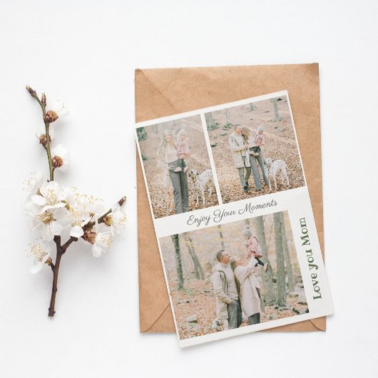 Simple Elegant 3 Photo Collage Carte de vacances