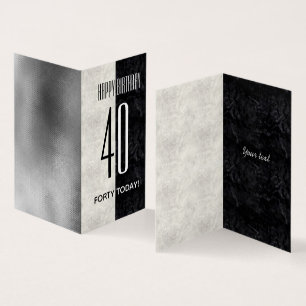 Simple Élégant Anniversaire 40 ans Marbre Noir & B