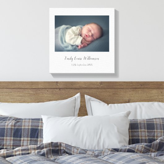 Simple Elegant Baby Photo Script Nom Toile Imprime (Insitu(Chambre))