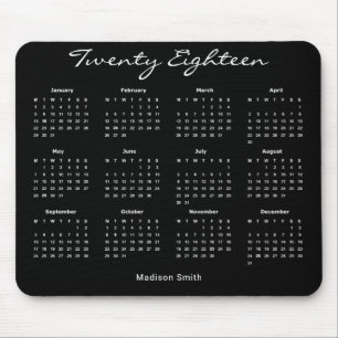 Simple Elegant Black 2018-kalender Muismat