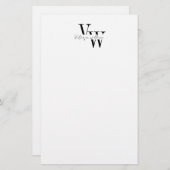 Simple Elegant Black and White Initials Briefpapier (Voorkant / Achterkant)