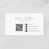 Simple Elegant Black and White Initials  Visitekaartje (Achterkant)