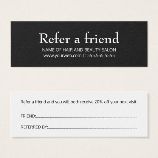 Simple Elegant Black and White Reference Kaart (Voorkant /achterkant)