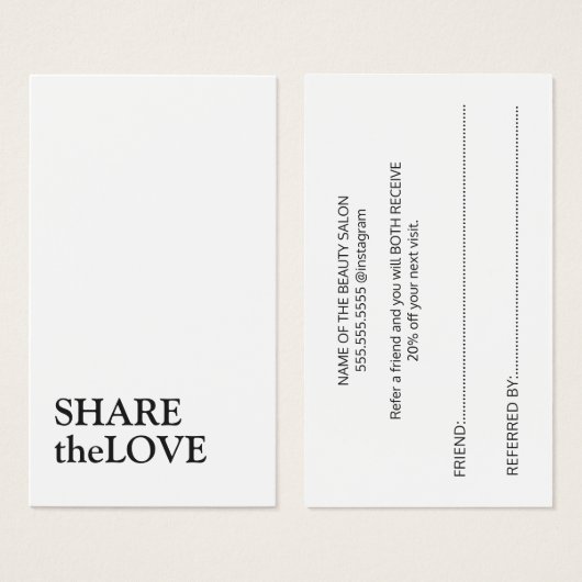 Simple Elegant Black and White Reference Kaart (Voorkant /achterkant)