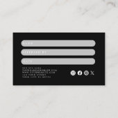 Simple Elegant Black and White Reference Kaart (Achterkant)