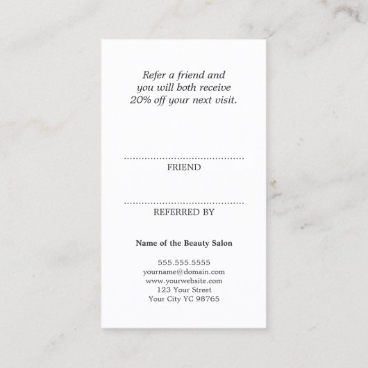 Simple Elegant Black and White Reference Kaart (Achterkant)