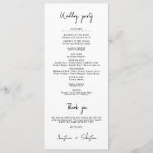 Simple Elegant Black and White Script Wedding Programma (Achterkant)