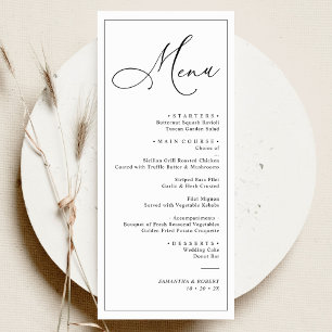 Simple Elegant Black and White Wedding Menu