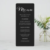 Simple Elegant Black and White Wedding Menu (Staand voorkant)