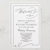 Simple Elegant Black and White Wedding Program (Voorkant / Achterkant)