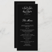 Simple Elegant Black Formal Wedding Menu (Voorkant / Achterkant)