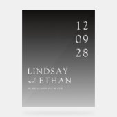 Simple Elegant Black Transparent Wedding Acryl Bord (Voorkant)