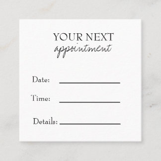 Simple Elegant Black & White Appointment Card Afsprakenkaartje