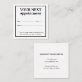 Simple Elegant Black White Beauty Appointard Informatiekaartje (Voorkant / Achterkant)