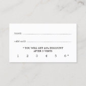 Simple Elegant Black White Beauty Loyalty-Kaart Klantenkaartje (Achterkant)
