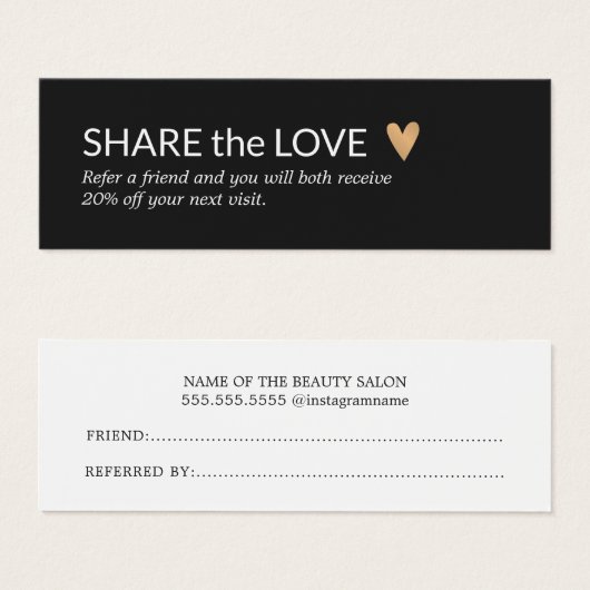 Simple Elegant Black White Gold Heart Référence (Devant & derrière)