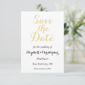 Simple Elegant Black White Gold Wedding Verloving Save The Date (Staand voorkant)