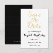 Simple Elegant Black White Gold Wedding Verloving Save The Date (Voorkant / Achterkant)