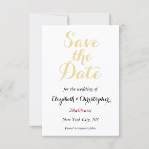 Simple Elegant Black White Gold Wedding Verloving Save The Date