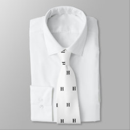 Simple Elegant Black White Monogrammen Ne Stropdas