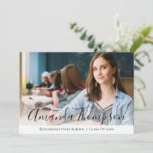 Simple Elegant Black White Multi Photo Afstuderen Kaart (Staand voorkant)