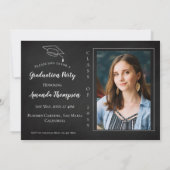 Simple Elegant Black White Multi Photo Afstuderen Kaart (Achterkant)