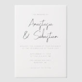 Simple Elegant Black & White Script Photo Wedding Vellum Uitnodigingen (Voorkant)
