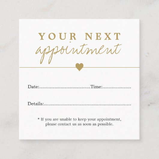 Simple Elégant Blanc Or Coeur Beauté Rendez-vous (Devant)