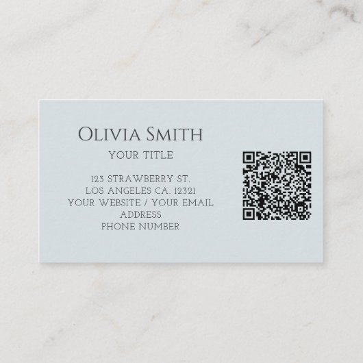 Simple Elegant Blue Bow QR Code Visitekaartje (Achterkant)