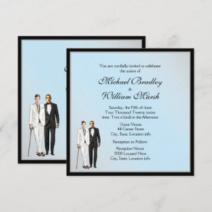 Simple Elegant Blue Gay Wedding Invitation