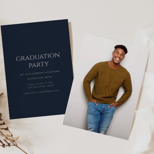 Simple Elegant Blue Graduation Invitation