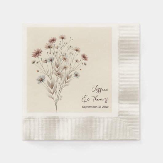 Simple Elegant Boho Chic Wildflowers Wedding Servet (Voorkant)