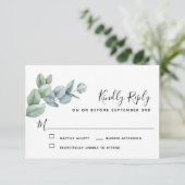 Simple Elegant Boho Eucalyptus Verdure RSVP (Debout devant)