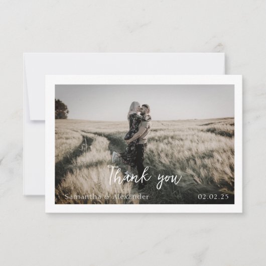 Simple Elegant Boho Mariage Thankyou Carte photo (Devant)