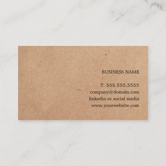 Simple Elegant Bold PRINTED Kraft Paper Consultant Visitekaartje (Achterkant)