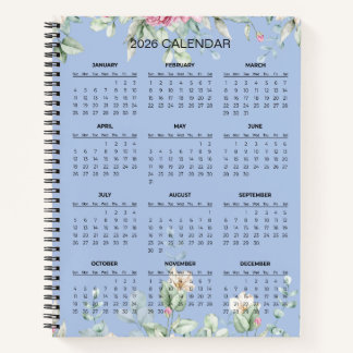 Simple Elegant Botanical 2026 Calendar |  Notebook Notitieboek