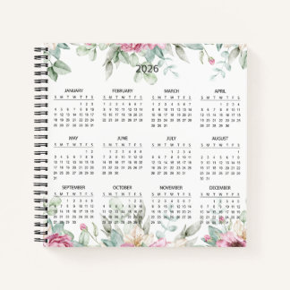 Simple Elegant Botanical 2026 Calendar |  Notitieboek