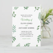 Simple Elegant Botanical Greenery Leaves Wedding Kaart (Staand voorkant)