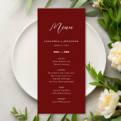 Simple Elegant Burgundy Wedding Réception Menu