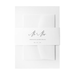 Simple Elegant Calligraphy Mr en Mrs Wedding Uitnodigingen Wikkel