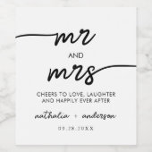 Simple Elegant Calligraphy Mr en Mrs Wedding Wijn Etiket (Enkel label)