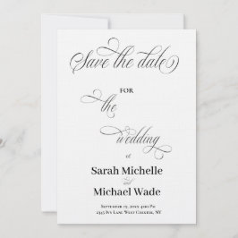 Simple Elegant Calligraphy Script Save the date Kaart