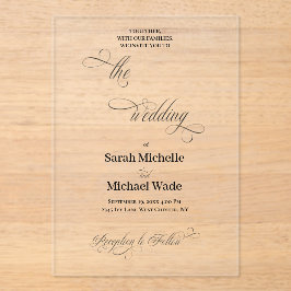 Simple Elegant Calligraphy Script Wedding Acryl Uitnodigingen