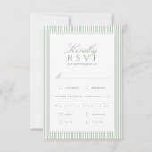 Simple Élégant Carte de Réponse de Mariage Vert Sa (Devant)